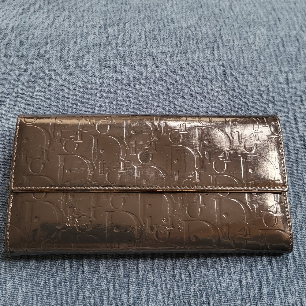 Christian Dior Patent Leather Long Wallet..Authentic..w/coa.
